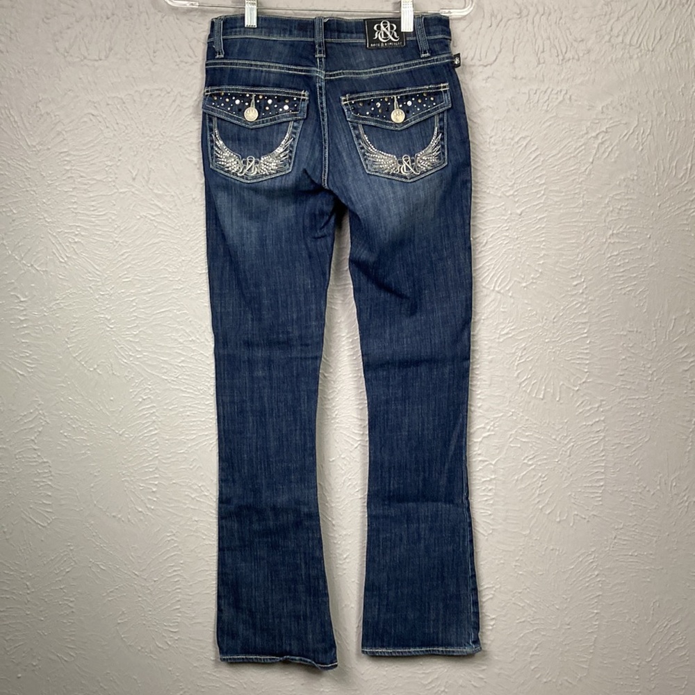 Rock & Republic Blue Kasandra Bling Pocket Jeans Women's Size 2 - Picture 12 of 16